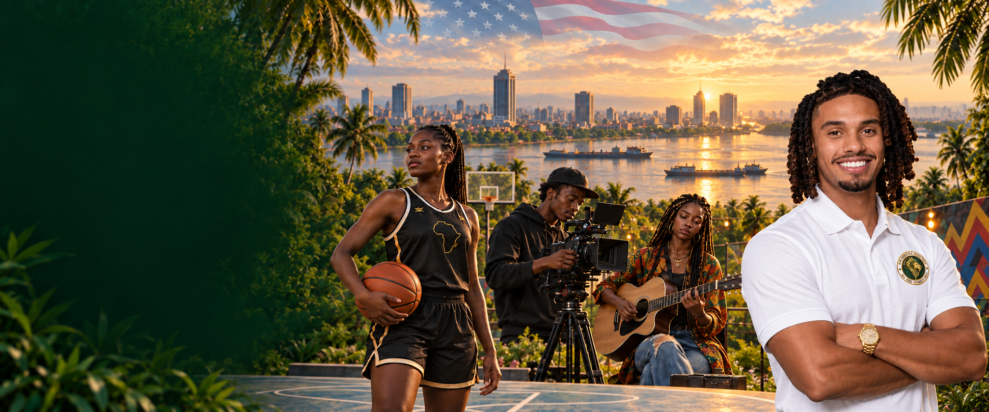 African athletes and creatives alongside MMFSC founder Leon Majondo-Mwamba